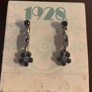 1928 Pewter Earrings with Blue Stones